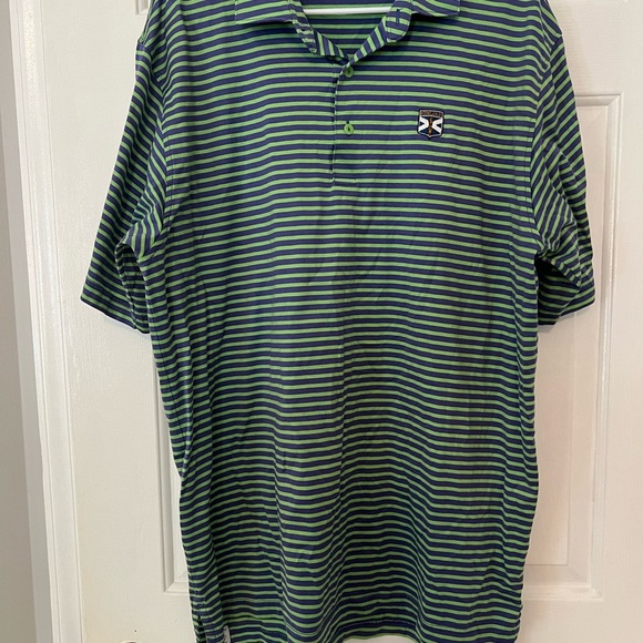 Peter Millar Other - Peter Millar Men's Green and Blue Striped Polo Shirt